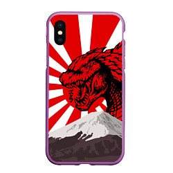 Чехол iPhone XS Max матовый Japanese Godzilla, цвет: 3D-фиолетовый