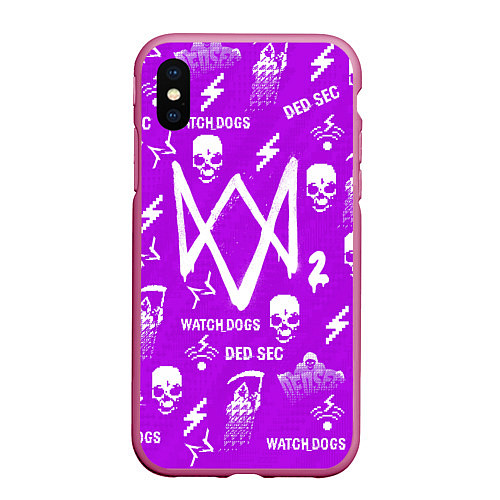 Чехол iPhone XS Max матовый Watch Dogs 2: Violet Pattern / 3D-Малиновый – фото 1