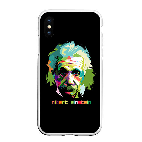 Чехол iPhone XS Max матовый Albert Einstein / 3D-Белый – фото 1