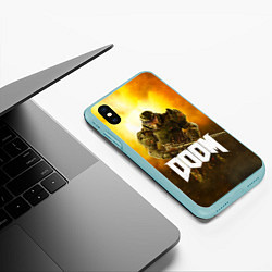 Чехол iPhone XS Max матовый DOOM: Soldier, цвет: 3D-мятный — фото 2