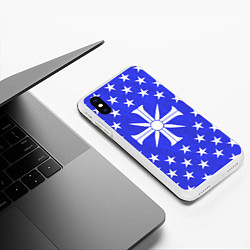 Чехол iPhone XS Max матовый Far Cry 5: Blue Cult Symbol, цвет: 3D-белый — фото 2