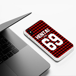 Чехол iPhone XS Max матовый Hentai 69: Red Grid, цвет: 3D-белый — фото 2