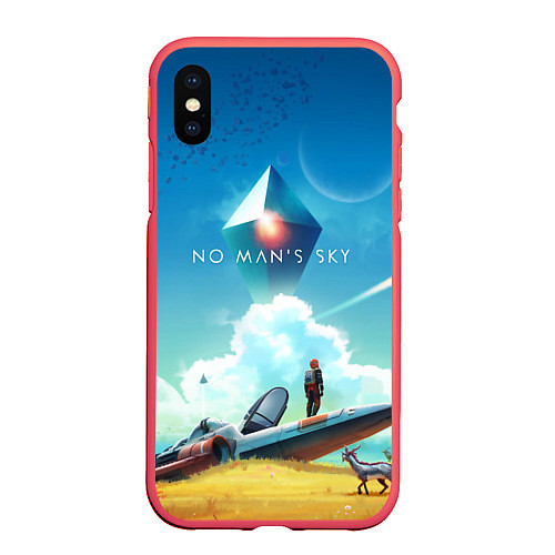 Чехол iPhone XS Max матовый No Man’s Sky: Atlas Rises / 3D-Красный – фото 1