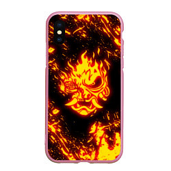 Чехол iPhone XS Max матовый Cyberpunk 2077: FIRE SAMURAI, цвет: 3D-розовый