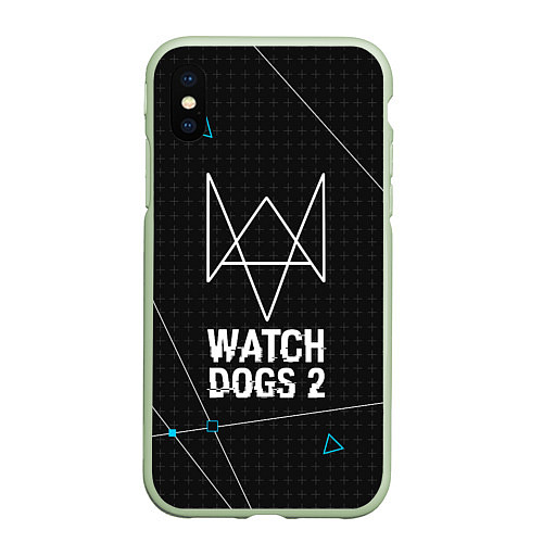 Чехол iPhone XS Max матовый Watch Dogs 2: Tech Geometry / 3D-Салатовый – фото 1