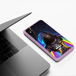 Чехол iPhone XS Max матовый Fortnite: Space Rainbow, цвет: 3D-сиреневый — фото 2
