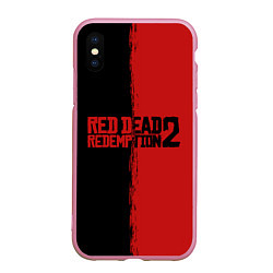 Чехол iPhone XS Max матовый RDD 2: Black & Red, цвет: 3D-розовый