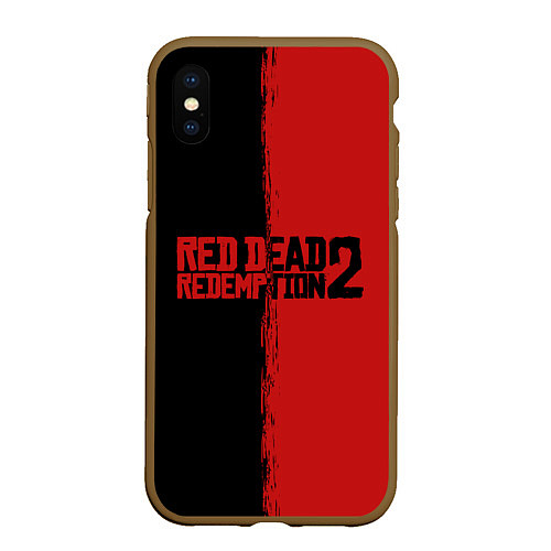 Чехол iPhone XS Max матовый RDD 2: Black & Red / 3D-Коричневый – фото 1