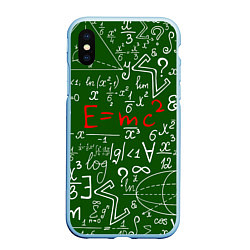 Чехол iPhone XS Max матовый E=mc2: Green Style, цвет: 3D-голубой