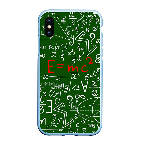 Чехол iPhone XS Max матовый E=mc2: Green Style / 3D-Голубой – фото 1