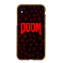 Чехол iPhone XS Max матовый DOOM: Hellish signs, цвет: 3D-коричневый