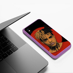Чехол iPhone XS Max матовый XXXTentacion: Red Sun, цвет: 3D-фиолетовый — фото 2