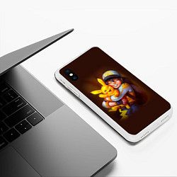 Чехол iPhone XS Max матовый Эш и пикачу, цвет: 3D-белый — фото 2
