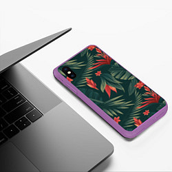 Чехол iPhone XS Max матовый Зеленые тропики, цвет: 3D-фиолетовый — фото 2