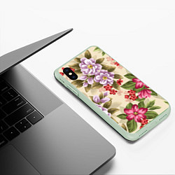 Чехол iPhone XS Max матовый Цветочный мотив, цвет: 3D-салатовый — фото 2