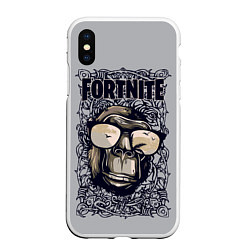 Чехол iPhone XS Max матовый Fortnite Monkey, цвет: 3D-белый