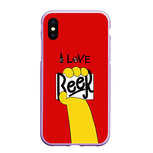 Чехол iPhone XS Max матовый Homer: I love Beer / 3D-Сиреневый – фото 1