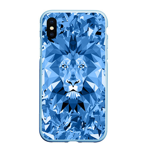 Чехол iPhone XS Max матовый Сине-бело-голубой лев / 3D-Голубой – фото 1