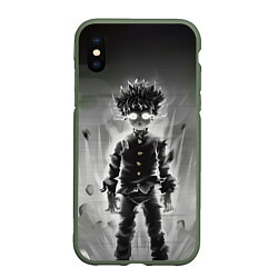 Чехол iPhone XS Max матовый Mob Psycho, цвет: 3D-темно-зеленый