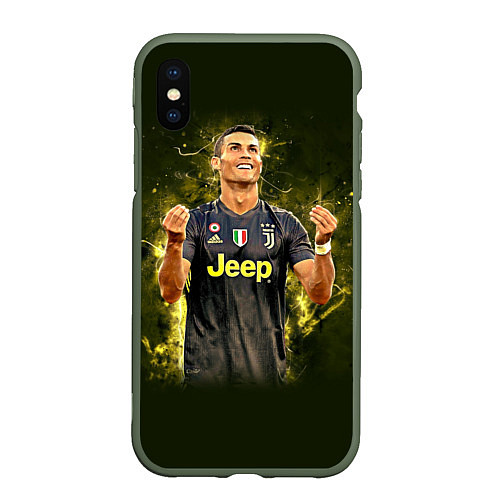 Чехол iPhone XS Max матовый Ronaldo: Juve Sport / 3D-Темно-зеленый – фото 1