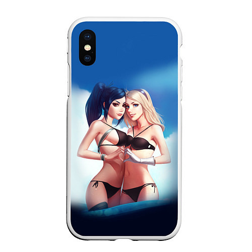 Чехол iPhone XS Max матовый Sona & Akali: LoL / 3D-Белый – фото 1