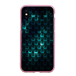 Чехол iPhone XS Max матовый TES: Blue Pattern, цвет: 3D-розовый