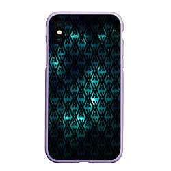 Чехол iPhone XS Max матовый TES: Blue Pattern, цвет: 3D-светло-сиреневый