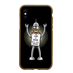 Чехол iPhone XS Max матовый Kill All Humans, цвет: 3D-коричневый