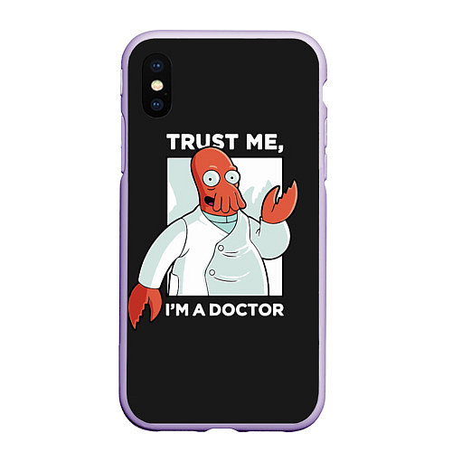 Чехол iPhone XS Max матовый Zoidberg: Trust Me / 3D-Светло-сиреневый – фото 1