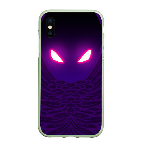 Чехол iPhone XS Max матовый Fortnite: Raven Eyes / 3D-Салатовый – фото 1