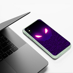 Чехол iPhone XS Max матовый Fortnite: Raven Eyes, цвет: 3D-салатовый — фото 2