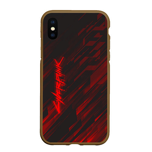 Чехол iPhone XS Max матовый Cyberpunk 2077: Red Breaks / 3D-Коричневый – фото 1