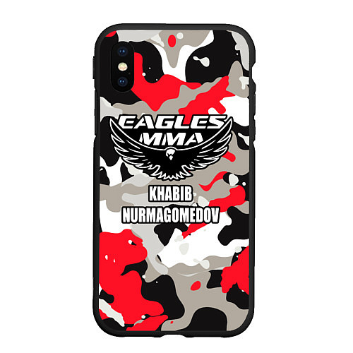 Чехол iPhone XS Max матовый Khabib Nurmagomedov: Red Camo / 3D-Черный – фото 1