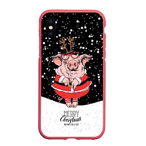 Чехол iPhone XS Max матовый Merry Christmas 2019 / 3D-Красный – фото 1