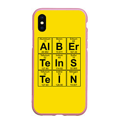 Чехол iPhone XS Max матовый Альберт Эйнштейн, цвет: 3D-розовый