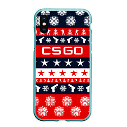 Чехол iPhone XS Max матовый CS:GO New Year, цвет: 3D-мятный