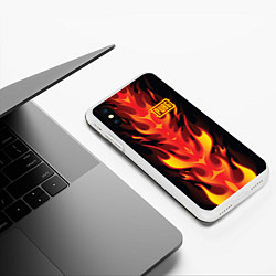 Чехол iPhone XS Max матовый PUBG: Hell Flame, цвет: 3D-белый — фото 2