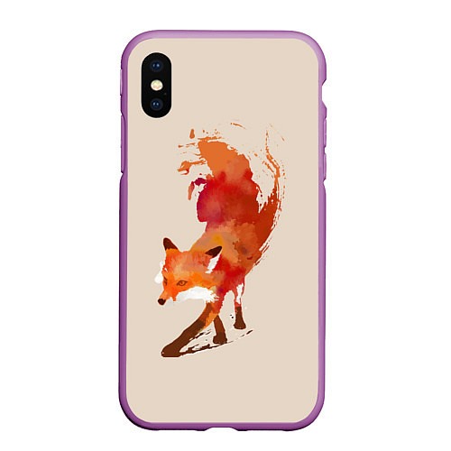 Чехол iPhone XS Max матовый Paint Fox / 3D-Фиолетовый – фото 1