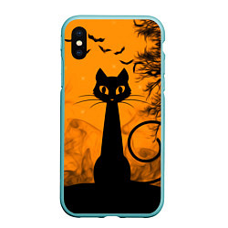 Чехол iPhone XS Max матовый Halloween Cat, цвет: 3D-мятный