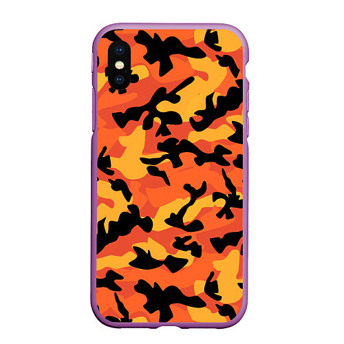 Чехол iPhone XS Max матовый Fashion Orange Camo / 3D-Фиолетовый – фото 1