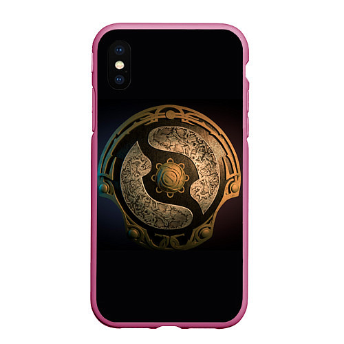 Чехол iPhone XS Max матовый Bronze Aegis / 3D-Малиновый – фото 1