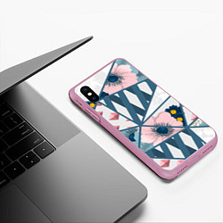 Чехол iPhone XS Max матовый Нежная геометрия, цвет: 3D-розовый — фото 2