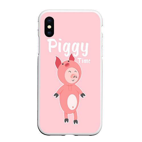 Чехол iPhone XS Max матовый Piggy Time / 3D-Белый – фото 1