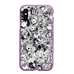 Чехол iPhone XS Max матовый Manga Ahegao, цвет: 3D-фиолетовый