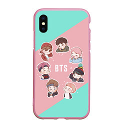 Чехол iPhone XS Max матовый BTS Boys, цвет: 3D-розовый