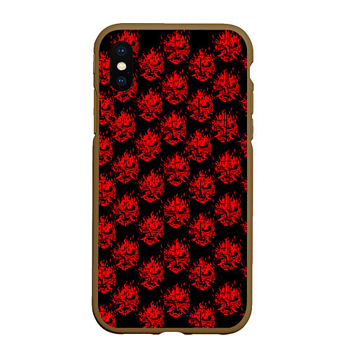 Чехол iPhone XS Max матовый Cyberpunk 2077: Samurai Pattern / 3D-Коричневый – фото 1