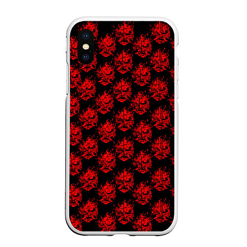 Чехол iPhone XS Max матовый Cyberpunk 2077: Samurai Pattern / 3D-Белый – фото 1