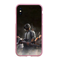 Чехол iPhone XS Max матовый PUBG Soldier, цвет: 3D-розовый