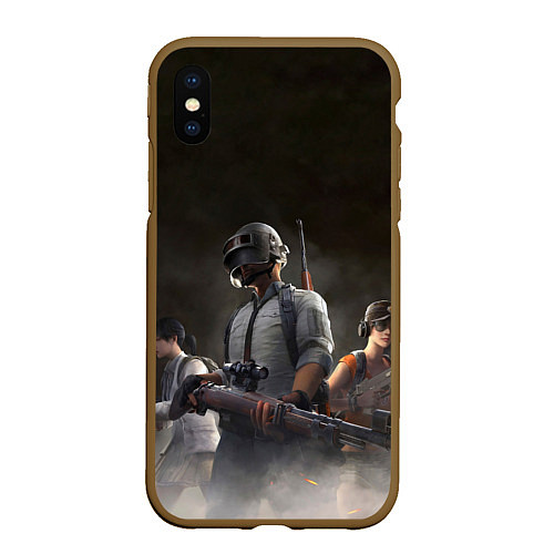 Чехол iPhone XS Max матовый PUBG Soldier / 3D-Коричневый – фото 1