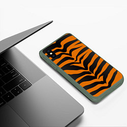 Чехол iPhone XS Max матовый Шкура тигра, цвет: 3D-темно-зеленый — фото 2